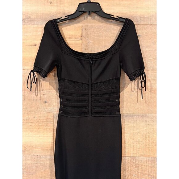 NEW HOUSE OF CB LILLA Add To Wishlist BLACK OPENWORK BLACK KNIT MIDI DRESS SIZE - Picture 10 of 13